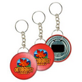 Key Chain Bottle Opener - Red/White Color Changing Lenticular Design (Custom)